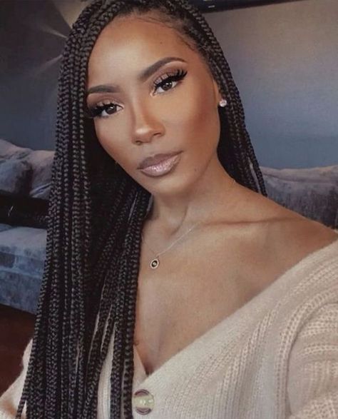 Faux Loc, Dag Make Up, Elegantes Makeup, Mekap Mata, Flot Makeup, Long Box Braids, Box Braids Hairstyles For Black Women, Smink Inspiration, Box Braids Styling