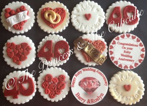 Wedding Anniversary Cupcakes, 40th Wedding Anniversary Cake, 44th Anniversary, Anniversary Cupcakes, Wedding Anniversary Cakes, Dipped Oreos, Ruby Wedding Anniversary, Cupcake Decorations, 40th Wedding Anniversary