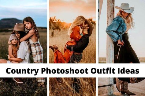 50 Best Country Photoshoot Outfit Ideas: What To Wear For Family, Engagement, Or Senior Photos Country Western Photoshoot, Stockyards Photoshoot, Family Country Photoshoot, Western Family Pictures Outfits, How To Wear Cowgirl Boots, Rustic Photoshoot, Western Family Photos, Country Fall Outfits, Country Photoshoot