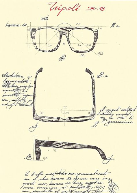 Curious to see how designs look before artisans bring them to life? Here is a sketch of the TRIPOLI frame before it was sent to production. This is one of the several steps that are taken to make a spectacle which is handcrafted in every sense of the word. From the concept, the final design, to the actual frames, L.G.R maintains the authentic meaning of "Handmade in Italy". Sunglasses Design Sketch, Authentic Meaning, Female Glasses, Handmade Eyewear, Wooden Glasses, Sunglasses Design, Wood Sunglasses, Wooden Sunglasses, Spectacles Frames