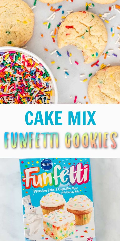 Christmas Funfetti Cake Mix Cookies, Funfetti Cutout Cookies, Funfetti Cake Batter Cookies, Funfetti Cookies From Cake Mix Easy, Funfetti Cookies From Cake Mix Pillsbury, Pillsbury Cookie Recipes, Confetti Cake Mix Cookies, Gluten Free Cake Mix Cookies, Funfetti Cake Mix Recipes