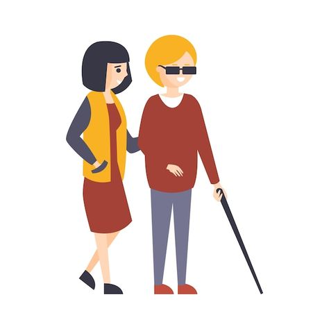 Blind Woman, Woman Walking, Vector Photo, Happy Life, Premium Vector, Persona, Website Design, Family Guy, Walking