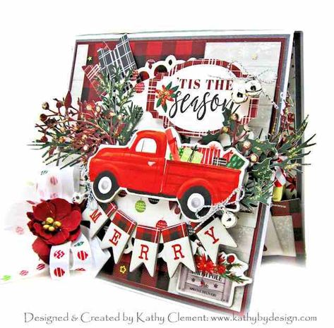 Carta Bella Christmas Market Card - Kathy by Design Truck Cards, Mini Candy Canes, Christmas Scrapbook Layouts, Holiday Greenery, Christmas December, Echo Park Paper, Creating Cards, Fall Mini, Christmas Scrapbook