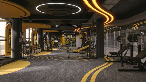 Health and Fitness Center on Behance Cloud Lamps, Fitness Design Gym, Fitness Center Design, Dream Home Gym, Gym Design Interior, Unusual Furniture, Gym Interior, Gym Decor, Golds Gym