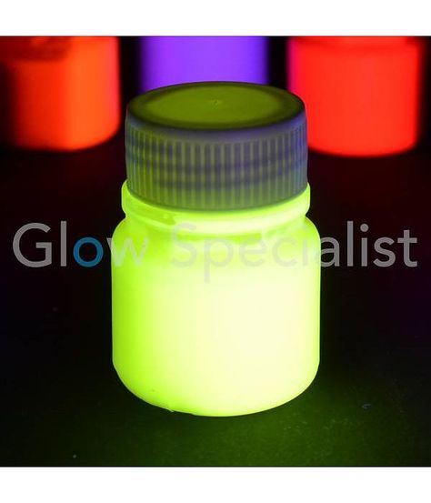 Diy Black light paint Diy Black Light Paint, Diy Blacklight Paint, Black Light Paint Ideas Body Art, Diy Glow In The Dark Paint, Diy Black Light, Fluorescent Paint, Carnival Ideas, How To Make Orange, Diy Glow