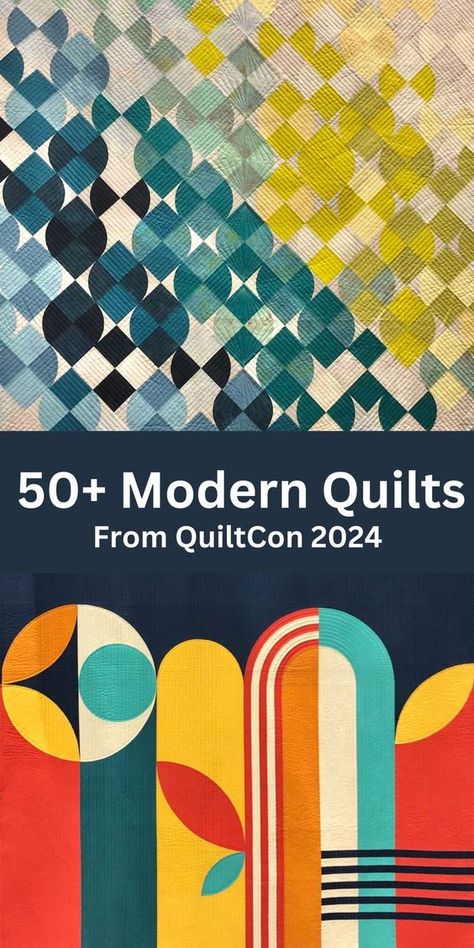 Here are over 50 of my favorite quilts from QuiltCon 2024 in Raleigh, North Carolina, the national quilt show of the Modern Quilt Guild. There are quilts from all the catgories: Modern Traditionalism, Maximalism, Minimalism, Use of Negative Space, Improvisation, Applique, Handwork, Small Quilts, and Piecing. Check them out and let me know your favorite! Sampler Quilts Modern, Quilts To Showcase Fabric, Hexaround Quilt, Midcentury Quilt Patterns, Free Form Quilts, Ge Quilt Designs, Modern Simple Quilt Patterns, Hand Pieced Quilt Blocks, Tara Faughnan Quilts