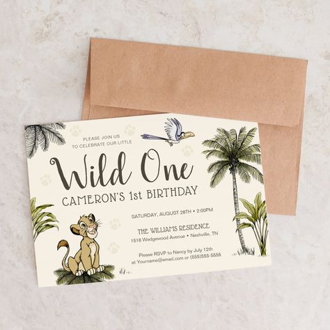 Celebrate your little one's first birthday in true Disney style with our magical Disney 1st Birthday Invitations! Customize them for an unforgettable celebration. ✨🎂🎉 #DisneyBirthday #1stBirthday #Invitations #DisneyInvites #MagicalCelebration #PartyTime #UniqueDesigns #PersonalizedInvitations #CelebrationStation #MemorableMoments Disney 1st Birthday Party, Lion King 1st Birthday Party Ideas Boys, Lion King 1st Birthday Party, Lion King 1st Birthday, Disney 1st Birthday, Disney Birthday Invitations, Lion King Birthday Party Ideas, Wild One First Birthday, Lion King Birthday