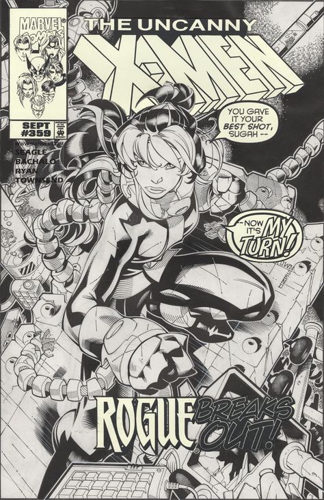 CHRIS BACHALO UNCANNY X-MEN #359 COVER (1998, POWERFUL ROGUE IMAGE) , in ComicLINK.Com Auctions's CLOSED FEATURED AUCTION HIGHLIGHTS - 05/2021 Comic Art Gallery Room Chris Bachalo, Comic Art Fans, X-men, Comic Book Drawing, Face Artwork, Western Comics, Uncanny X-men, Vintage Comic Books, Superhero Comics