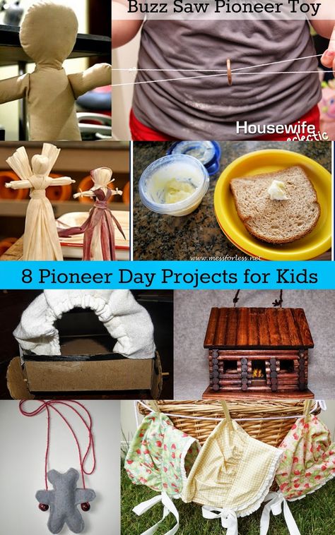 Housewife Eclectic: 8 Pioneer Day Projects for Kids Pioneer Christmas Crafts For Kids, Colonial Days Activities For Kids, Oregon Trail Crafts, Little House On The Prairie Activities, Playful Pioneers, Pioneer Christmas, Pioneer Day Activities, Pioneer Games, Pioneer Activities