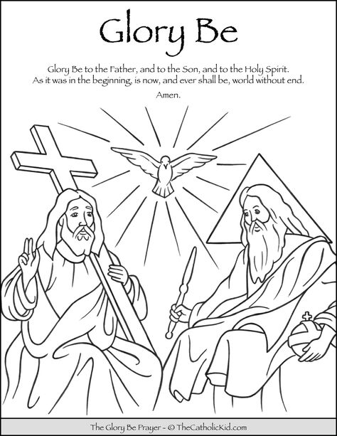 Glory Be Prayer Coloring Page - TheCatholicKid.com Catholic Coloring Pages, Glory Be Prayer, Rosary Prayers, Catholic Kids Activities, Glory Be, Father Son Holy Spirit, Catholic Education, Faith Formation, Prayers For Children