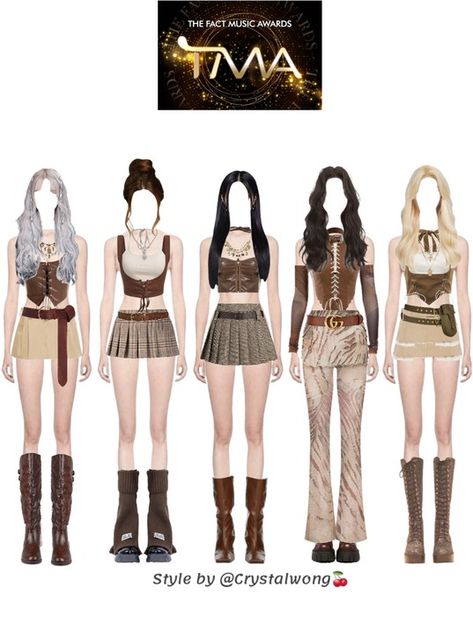 K Pop Stage Outfits Ideas 5 Members, Kpop 5 Members Outfit, Stage Outfits 5 Members, Kpop Group Outfits, 5 Member Girl Group Outfits, Girl Group Outfits, Western Y2k, Kpop Fits, Silver Outfits