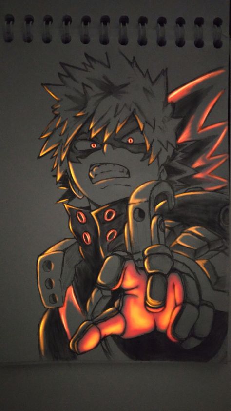 Glow Art, Bakugou Manga, Glowing Art, Katsuki Bakugo, Shadow Art, Sports Graphic Design, Gothic Anime, Anime Shadow, Dessin Adorable