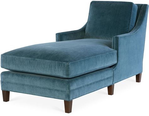 Joe Ruggiero Collection Salon Chaise, Harbor Blue Velvet ($2495) Velvet Chaise, Velvet Chaise Lounge, Blue Velvet Chairs, Blue Accent Chairs, Velvet Furniture, Chaise Lounger, Velvet Accent Chair, Settee Sofa, Grey Furniture