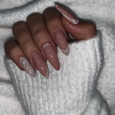 Bridal Nail Art, Almond Shape Nails, Almond Nail, Wedding Nails Design, Sparkle Nails, Nail Forms, Bridal Nails, Bling Nails, Pretty Acrylic Nails