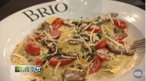 Rich, creamy, mushroom ravioli from Brio Tuscan Grille. The perfect recipe for your springtime celebrations! Ravioli di Bello-Brio Tuscan Grille 6 Portobello Mushroom Ravioli 3 T Butter, unsalted 2 oz Crimini Mushrooms 2 oz Chicken Stock 1 oz Heavy Cream ½ T Vinegar Champagne ¼ t. Thyme, chopped 2 oz Grape Tomatoes 1 pinch salt […] Creamy Mushroom Ravioli, Portobello Recipes, Anniversary Food, Mushroom Ravioli, Ravioli Bake, Portobello Mushroom, Fall Food, Grape Tomatoes, Good Healthy Recipes