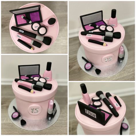 Cake make-up 💄 Make Up Torte, Makeup Cupcakes, Makeup Cake, Makeup Themes, Cake International, Coffee Shop Menu, 21st Birthday Cakes, Make Up Cake, Birthday Party Decorations Diy