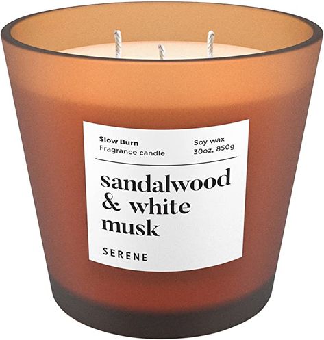 Sandalwood & White Musk, 30oz 3 Wick Huge Candle, Serene Collection Slow Burn Natural Soy Candles for Home Scented Giant Candle, Oversized Candles, Candle Flavors, Huge Candles, Giant Candles, Large Scented Candles, Large Glass Jar, Large Candle, Garden Candles