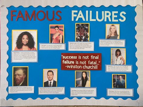 Famous Failures Bulletin Board, Famous Failures, School Library Decor, Bulletin Board Design, School Displays, English Games, School Bulletin Boards, Library Decor, Role Model