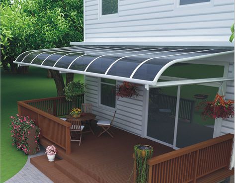 aluminum frame with polycarbonate sheet roof canopy, contact us for more information Balcony Canopy, Outdoor Window Awnings, Awning Roof, Polycarbonate Roof Panels, Diy Awning, House Roof Design, Rooftop Terrace Design, Rooftop Design, Diy Canopy