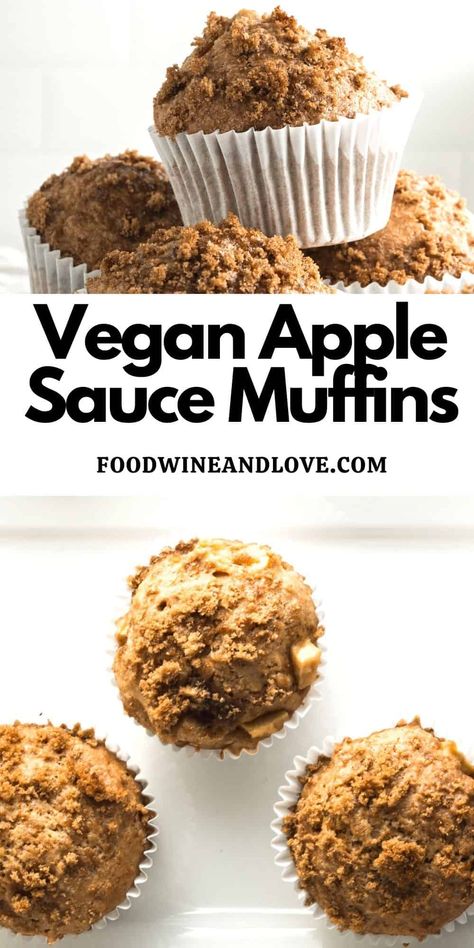 Vegan Applesauce Muffins, a delicious low fat recipe for muffins made without adding dairy or fat ingredients. Gluten Free Applesauce Muffins, Vegan Applesauce Muffins, Recipe For Muffins, Vegan Applesauce, Banana Applesauce Muffins, Low Fat Muffins, Vegan Breakfast Muffins, Sweet Potato Muffin Recipe, Fall Muffins