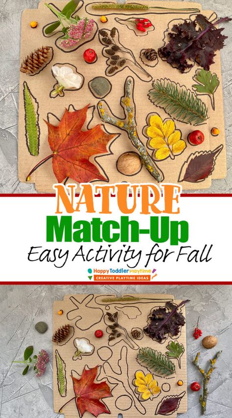 Autumn Learning Preschool, Fall Nature Sensory Bin, Tree Exploration Preschool, Preschool Natural Classroom Ideas, Fall Montessori Activities For Preschool, Nature Activity For Toddlers, Halloween Nature Crafts For Kids, Autumn Science Experiments For Kids, Harvest Toddler Activities