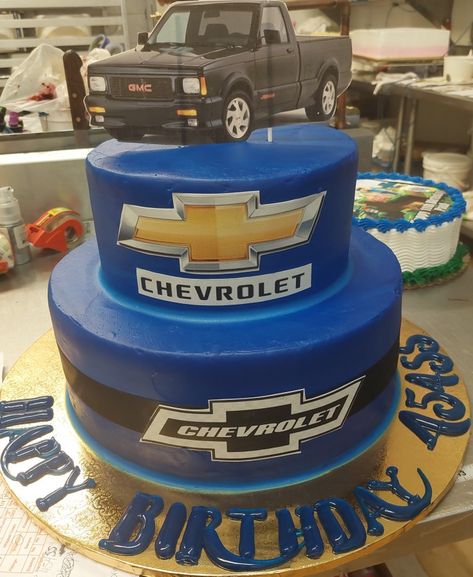 Chevy Truck Cakes For Men, Chevrolet Birthday Party Ideas, Blue Truck Cake, Boys 18th Birthday Cake, Truck Cakes, Car Theme, 18th Birthday Cake, Oreo Pops, Dream Boyfriend