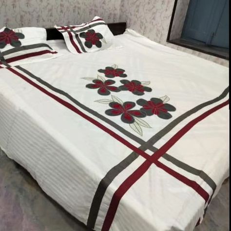 NEW INN DESIGNER KING SIZE EMBROIDERED BEDSHEET 🔥 ⬅️Size : 100/108 inches ⬅️Fabric : 100% Cotton 400tc ⬅️Set Contains: 1 bedsheet with 2 pillow covers ⬅️Fine EmbroiderY ⬅️Machine Washable 1750 free ship SAME DAY DISPATCH Fine Embroidery, Embroidery Machine, King Size, Bed Sheets, Machine Embroidery, Pillow Covers, Embroidery, Pillows, Fabric