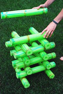 Bamboo Stacking Game | by wildolive Pool Noodle Games, Survivor Theme, Survivor Games, Noodles Ideas, Survivor Party, Art Centers, Jungle Thema, Jungle Decorations, Road Rally