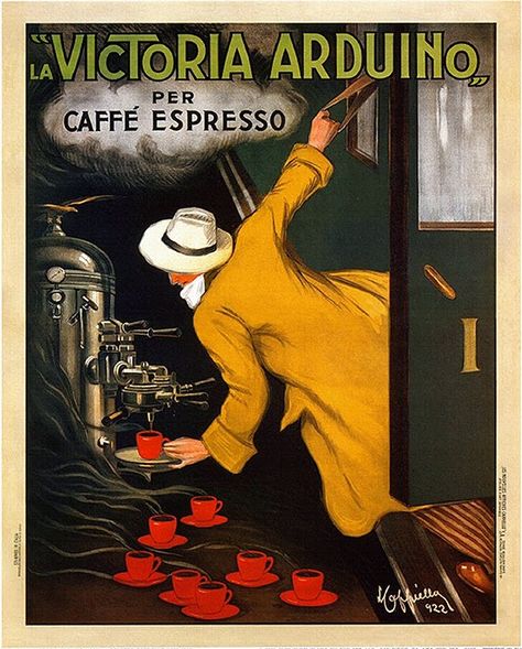 La Victoria Arduino Caffe Expresso 1922 Italy - Vintage Advertising / Coffee Poster Victoria Arduino, Vintage Italian Posters, Leonetto Cappiello, Italian Posters, Creation Photo, Vintage Advertising Posters, French Poster, Deco Poster, Coffee Poster