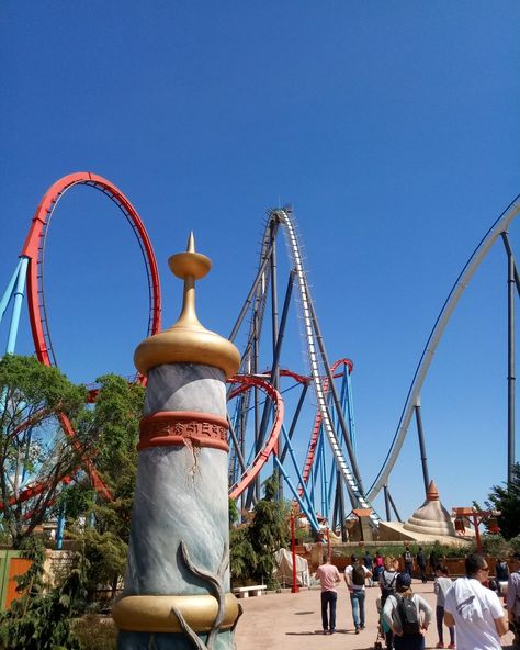 Shambala y Dragonkan Port Aventura World Salou España Port Aventura, Roller Coasters, Salou, Roller Coaster, Photo Ideas, Barcelona, Coasters, Spain, Funny