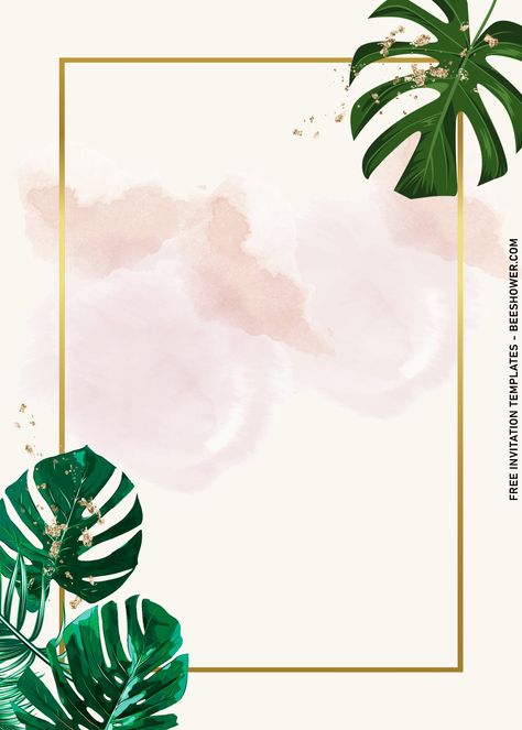 Download Now 11+ Glam And Chic Greenery Invitation Templates Perfect For Garden Soiree Tropical Party Invitations, Simple Background Design, Fancy Stationery, Garden Soiree, Graphic Design Inspiration Poster, Garden Party Invitations, Tropical Frames, Free Printable Baby Shower Invitations, Tropical Glam