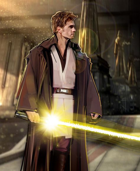 Eli Hyder on Instagram: “🤩🌟✨Guardian. Master-level!! After fighting together with his teacher destroying Count Dooku, Anakin easily progressed through the Jedi…” Jedi Oc Art Male, Jedi Fanart Oc, Anakin Skywalker Concept Art, Jedi Guardian, Skywalker Family, Jedi Art, Grey Jedi, Anakin Vader, Count Dooku