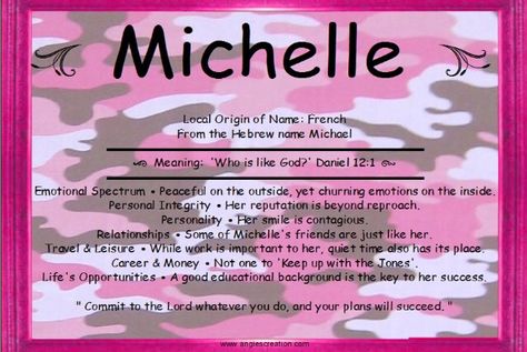 Significant Michelle Michelle Name Meaning, Michelle Core, Michelle Name, Meaning Of Names, Michael Name, Welsh Names, Personal Integrity, Hebrew Names, Wise One