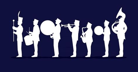 Marching Band Silhouette Clip Art, Marching Band Silhouettes, Marching Band Aesthetic, Band Decorations, Band Images, Scout Knots, Band Ideas, Health Art, Social Campaign