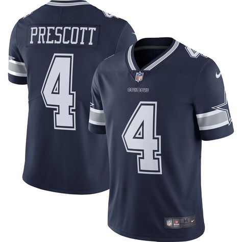 Ensure you're outfitted properly for the next Dallas Cowboys game by grabbing this Dak Prescott Vapor Limited Player jersey. This Nike gear features crisp Dallas Cowboys and Dak Prescott graphics that will show off your die-hard fandom. The Nike Dry and Dri-FIT fabric technologies will keep you feeling your best while you cheer your team to a victory! Dak Prescott Dallas Cowboys, Cowboys Win, Dallas Cowboys Game, Cowboys Jersey, Dallas Cowboys Jersey, Cowboy Games, Nike Gear, Super Rugby, Dallas Cowboys Fans