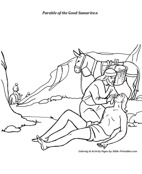 The Parable of The Good Samaritan Coloring Pages 1 Good Samaritan Coloring Page, Catholic Symbols, Jesus Coloring Pages, Parables Of Jesus, Good Samaritan, Sunday School Coloring Pages, Bible Verse Coloring Page, Life Of Christ, Bible Verse Coloring