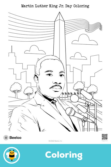 Medium martin luther king jr. day-themed coloring page for kids ages 5 and up. Featuring: Mlk, martin luther king jr. Martin Luther King Jr Drawing, Martin Luther King Coloring Pages, Martin Luther King Jr Activities, January Activities, Martin Luther King Jr Day, Crafts And Activities For Kids, Color Sheets, Mlk Jr, Happy Paintings