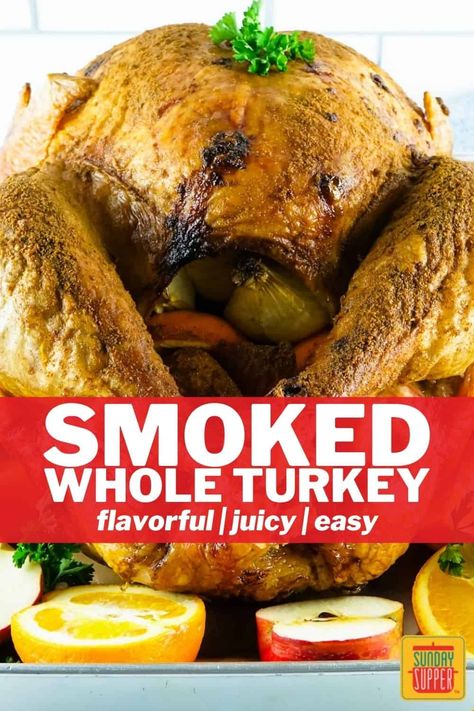 Whole Smoked Turkey, Smoked Whole Turkey, Creamy Turkey Soup, Smoked Turkey Recipes, Turkey Pot, Turkey Brine, Turkey Pot Pie, Electric Smoker, Whole Turkey