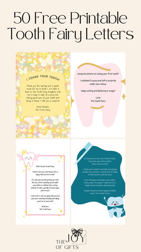 Make the next Tooth Fairy visit extra special for your child by using one of these free Tooth Fairy letter printables from The Joy of Gifts! They are written from the Tooth Fairy to your child, celebrating their lost tooth! You can also get free Tooth Fairy certificates, Tooth Fairy reports, and even Tooth Fairy door hangers to make sure she stops by your child's room! Message From Tooth Fairy, Letters From Tooth Fairy, Second Tooth Fairy Letter, Note From The Tooth Fairy, Mini Tooth Fairy Letter Free Printable, Note From Tooth Fairy First Tooth, Letters From The Tooth Fairy, Last Tooth Fairy Visit Letter, Tooth Fairy Forgot To Come Letter