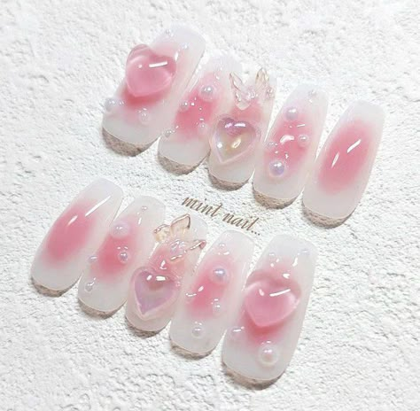 Nail Inspired, Japanese Nail Design, Coquette Nails, Nail Lab, Kawaii Nail Art, Business Nails, Art Deco Nails, Korean Nails, Girly Acrylic Nails