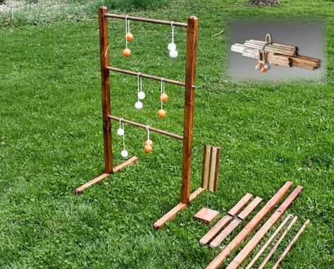 Yard Games Wedding, Ladder Golf, Outdoor Wedding Games, Lawn Games Wedding, Ladder Ball, Golf Ball Crafts, Reunion Games, Family Reunion Games, Giant Games