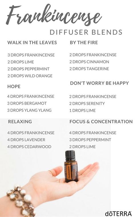 Frankincense Essential Oil Diffuser, Frankincense Essential Oil Uses, Doterra Frankincense, Vicks Vaporub Uses, Doterra Diffuser Blends, Doterra Essential Oils Recipes, Essential Oil Diffuser Blends Recipes, Essential Oil Diffuser Recipes, Oil Diffuser Recipes