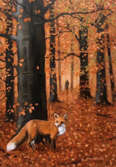 Alcohol Art, Forest Drawing, Fox Painting, Fall Images, Illustration Botanique, Illustration Vintage, Fox Art, Autumn Painting, Fall Pictures