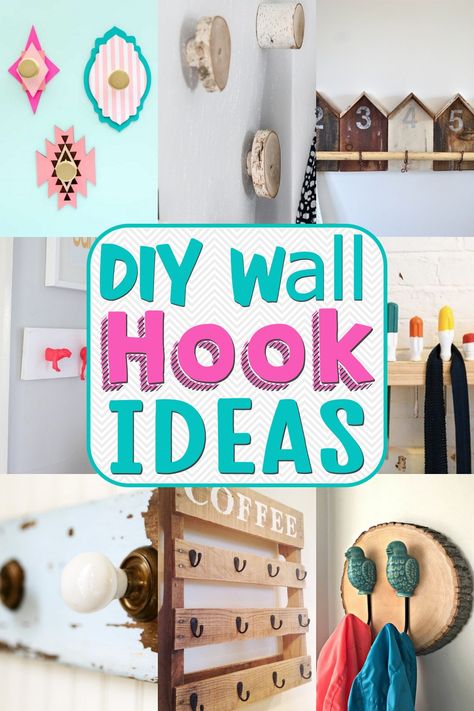 DIY Wall Hook Ideas Interesting Coat Hooks, Personalized Towel Hooks, Homemade Coat Hooks, Diy Hooks For Hanging Coats, Creative Coat Hooks, Diy Wall Hook Ideas, Diy Hook Rack, Bathroom Robe Hook Ideas, Kitchen Hooks Ideas