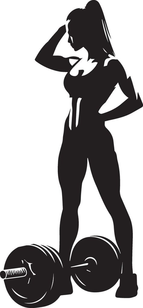 Woman Doing Gym Vector silhouette illustration black color Fit Woman Silhouette, Gym Girl Illustration, Gym Illustration Art, Fitness Art Drawing, Gym Silhouette, Woman Physique, Fitness Silhouette, Gym Illustration, Gym Vector