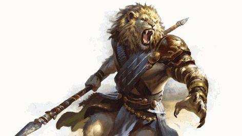 Leonin-DnD-01 - Geek Pride Dnd Races, Humanoid Creatures, Fantasy Races, Dnd Art, Fantasy Creatures Art, Mythical Creatures Art, Fantasy Rpg, Dnd Characters, Character Portraits