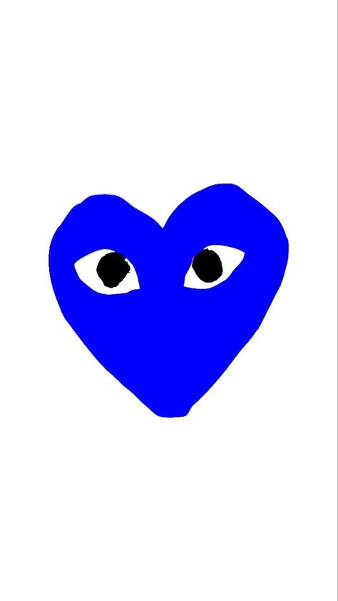 Snap Stickers Heart, Cdg Wallpaper Black, Blue Heart With Eyes, Blue Heart Drawing, Blue Heart Wallpaper Iphone, Comme Des Garcons Wallpaper, Cdg Wallpaper, Y2k Aesthetic Wallpaper, Heart With Eyes