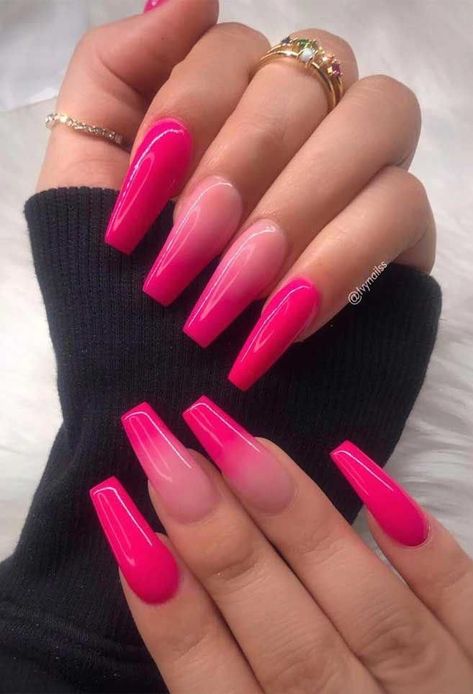 Almond Nail Art, Pink Ombre Nails, Ombre Acrylic Nails, Cute Acrylic Nail Designs, Her Nails, My Boo, Summer Acrylic Nails, Nagel Inspo, Nail Designs Glitter