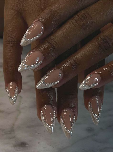 wedding nails, bridal nails, french manicure wedding, french tips nails brides, wedding nails brides, bride nails, wedding nail ideas Nail Art Mariage, Nails With Stars, Nails For Wedding, Wedding Nail Designs, Wedding Day Nails, Bridal Nails Designs, Engagement Nails, Nails French Tips, Bridal Nail