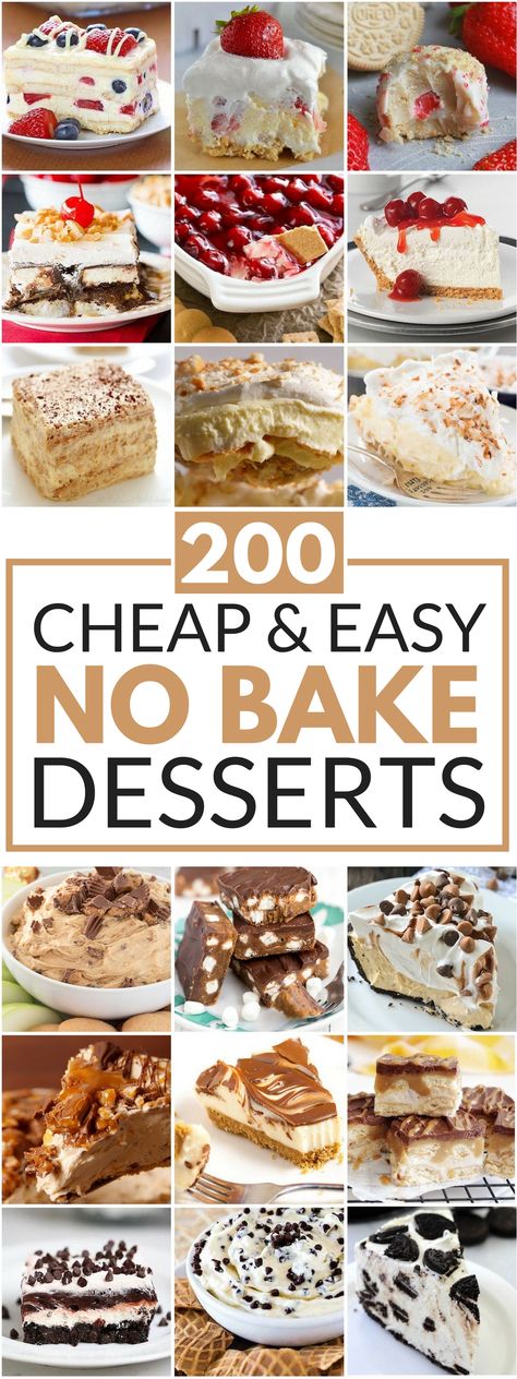 200 Cheap and Easy No Bake Desserts Cheap Desserts, Weight Watcher Desserts, Fruit Desserts Easy, Dessert Halloween, Halloween Food Appetizers, Christmas Recipes Appetizers, Brownie Desserts, Low Carb Dessert, Easy No Bake